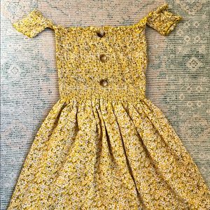 Ditsy Floral Sundress Cold Shoulder Shirred Bodice